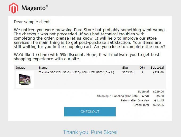 Abandoned Cart Email Preview