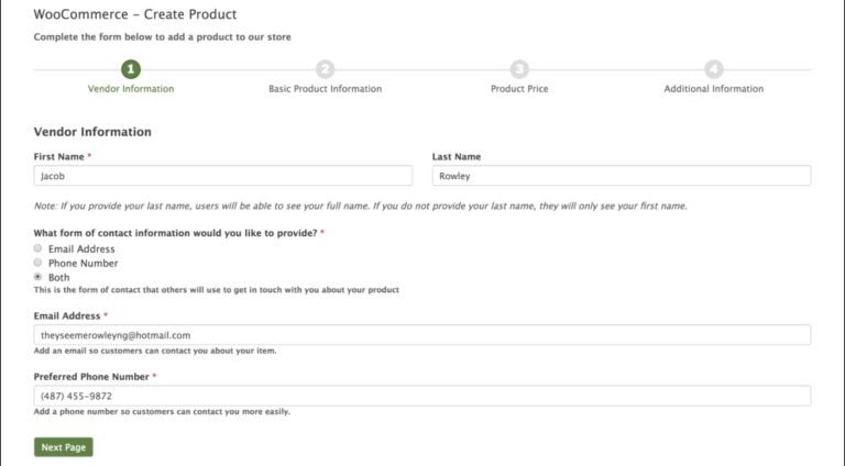 WooCommerce Product Form Template