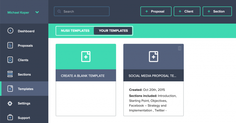 Templates Section