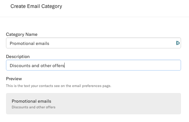 Email Categories