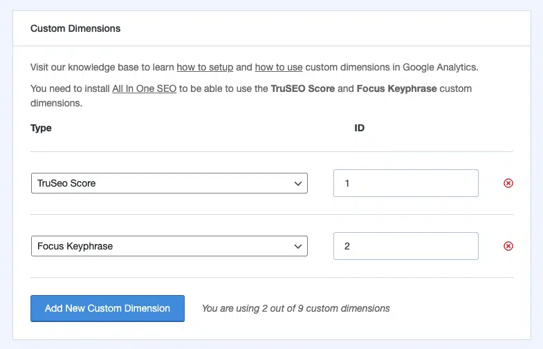 Custom Dimensions