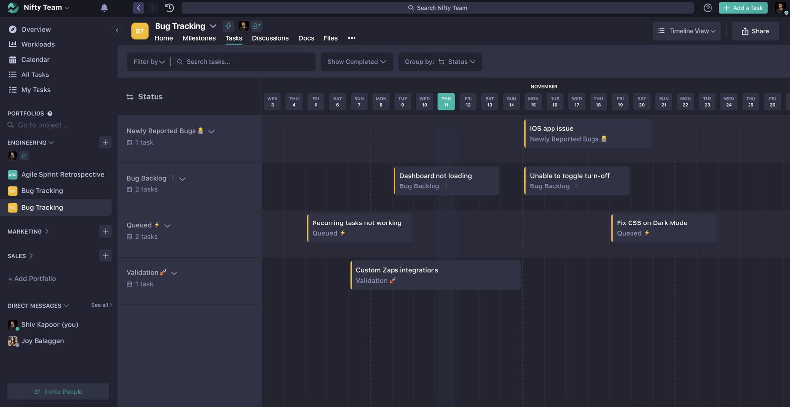 Task Timeline View