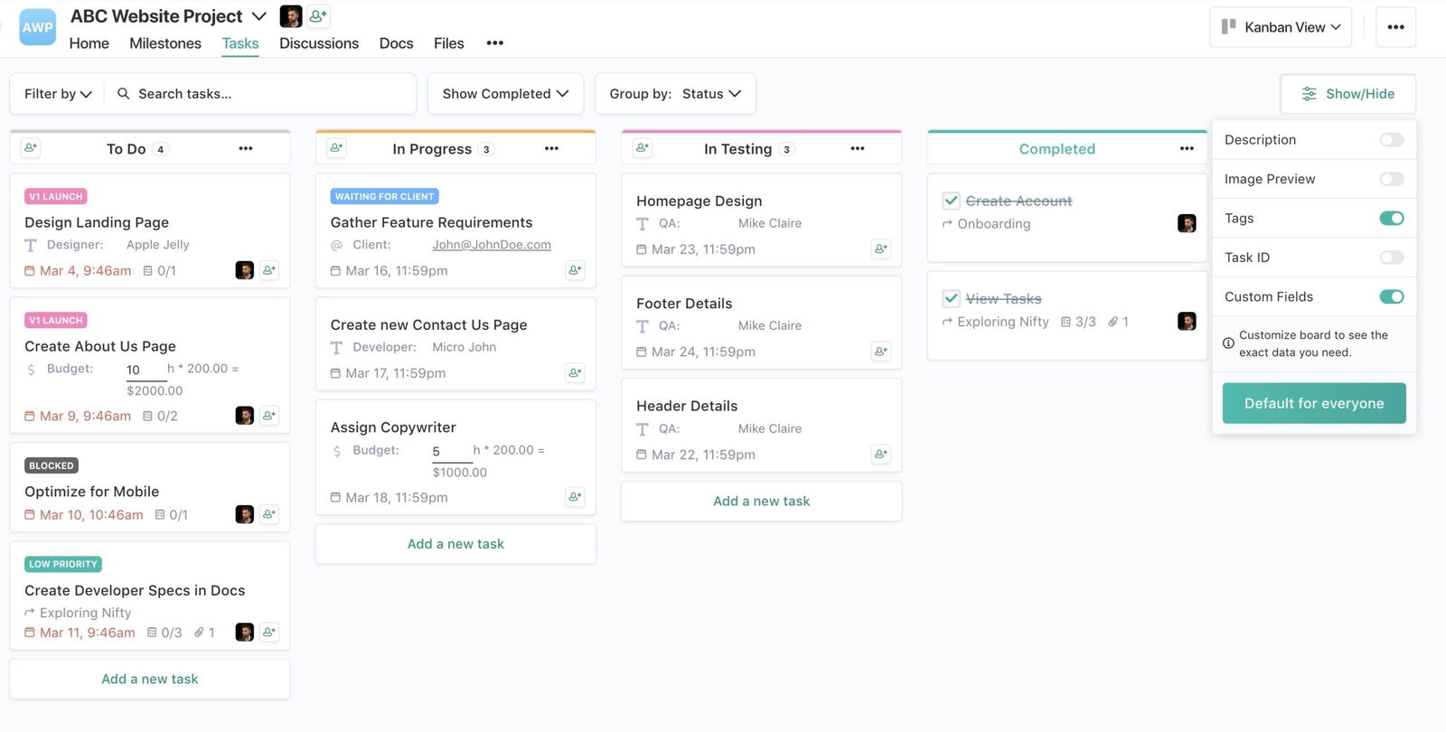 Task Board Customization