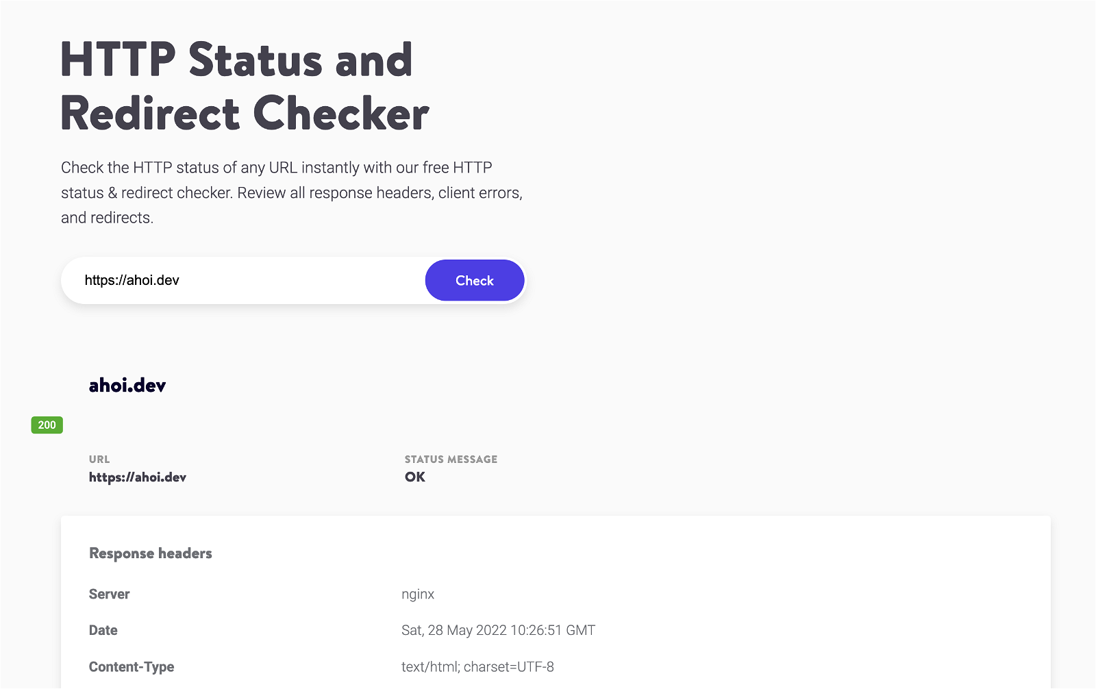 HTTP Status & Redirect Checker