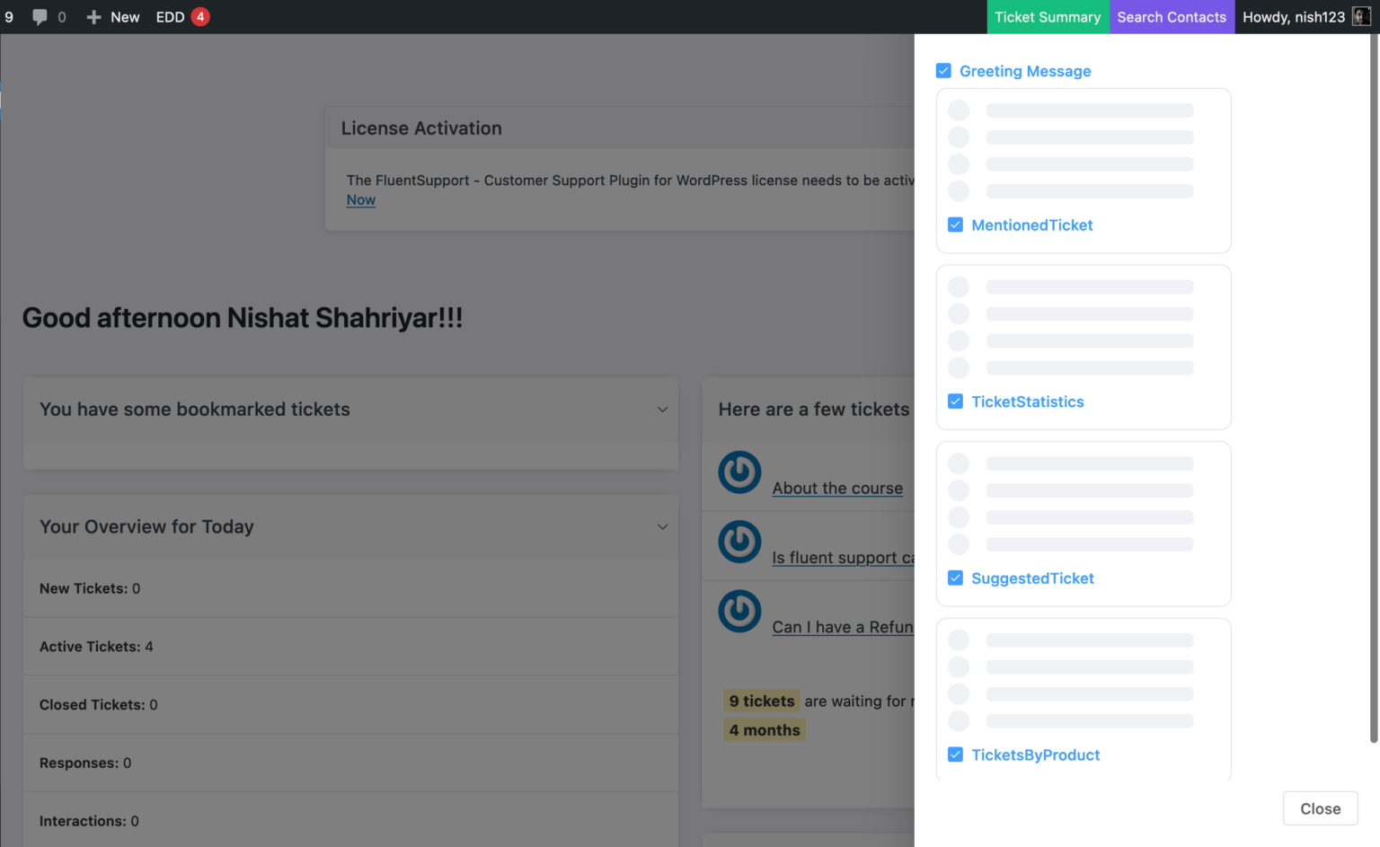 Fluent Support Dashboard Customization