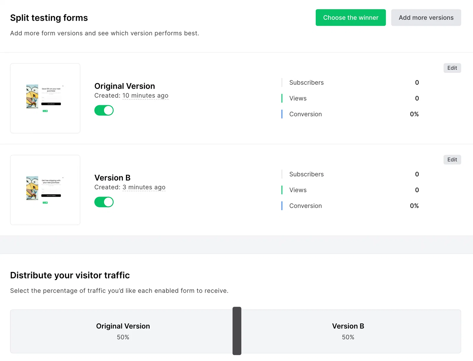 Split Testing Forms