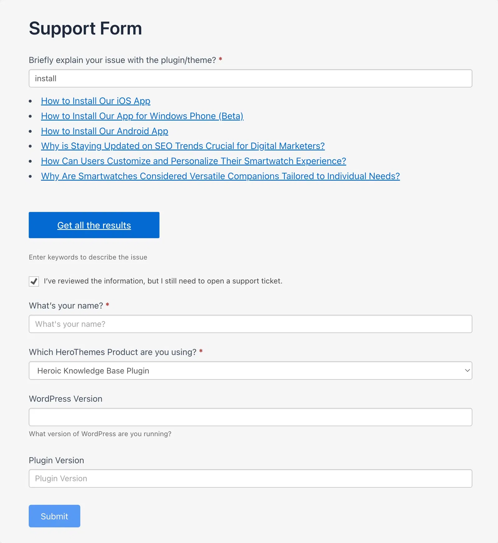 Support Form