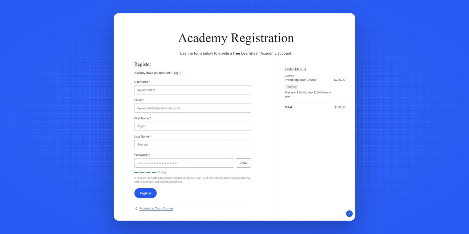 Registration Page