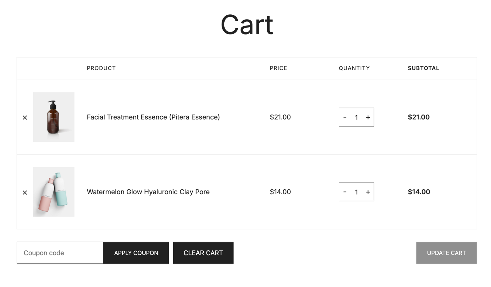 Clear Cart