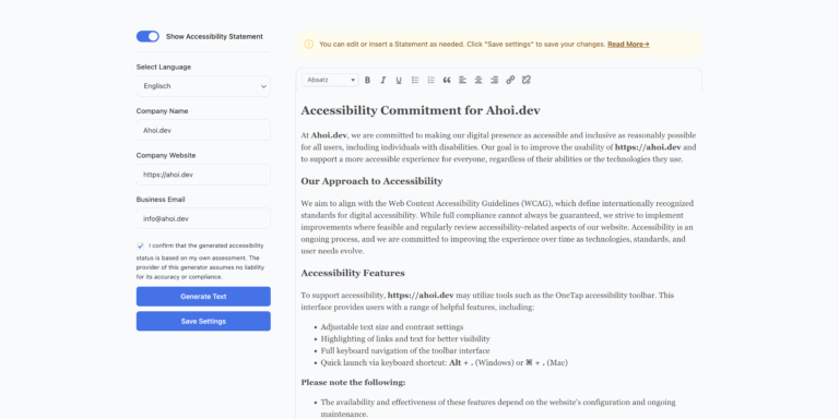 Accessibility Statement Generator