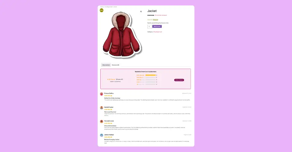 WooCommerce Product Reviews