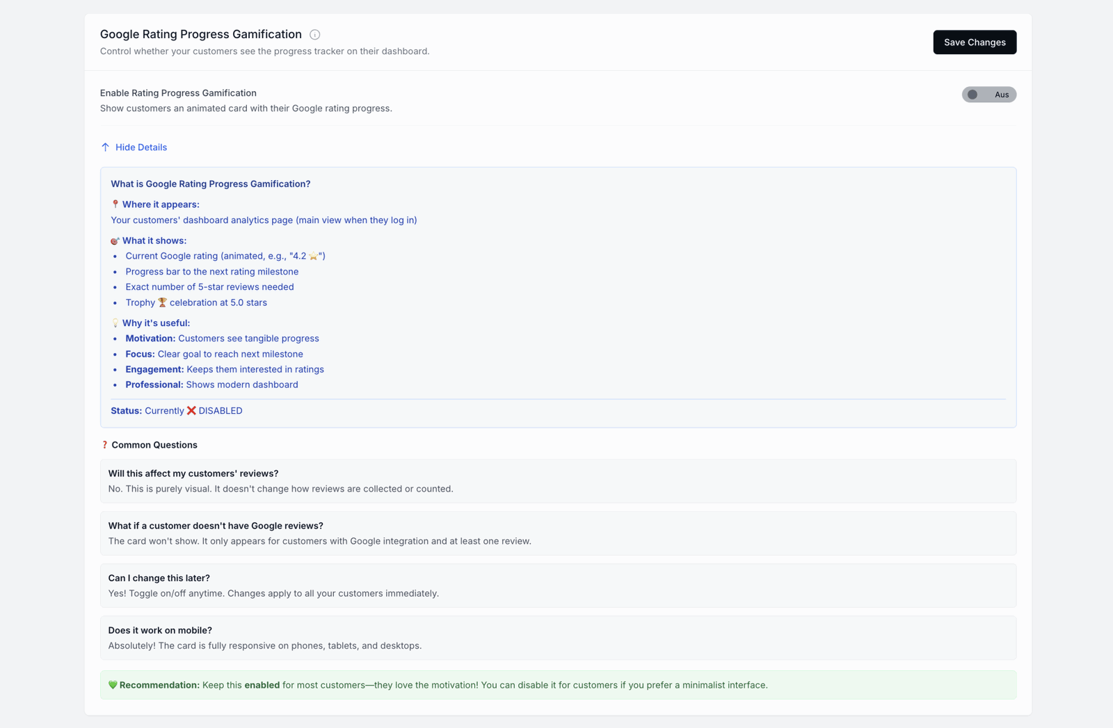 Google Rating Progress Gamification