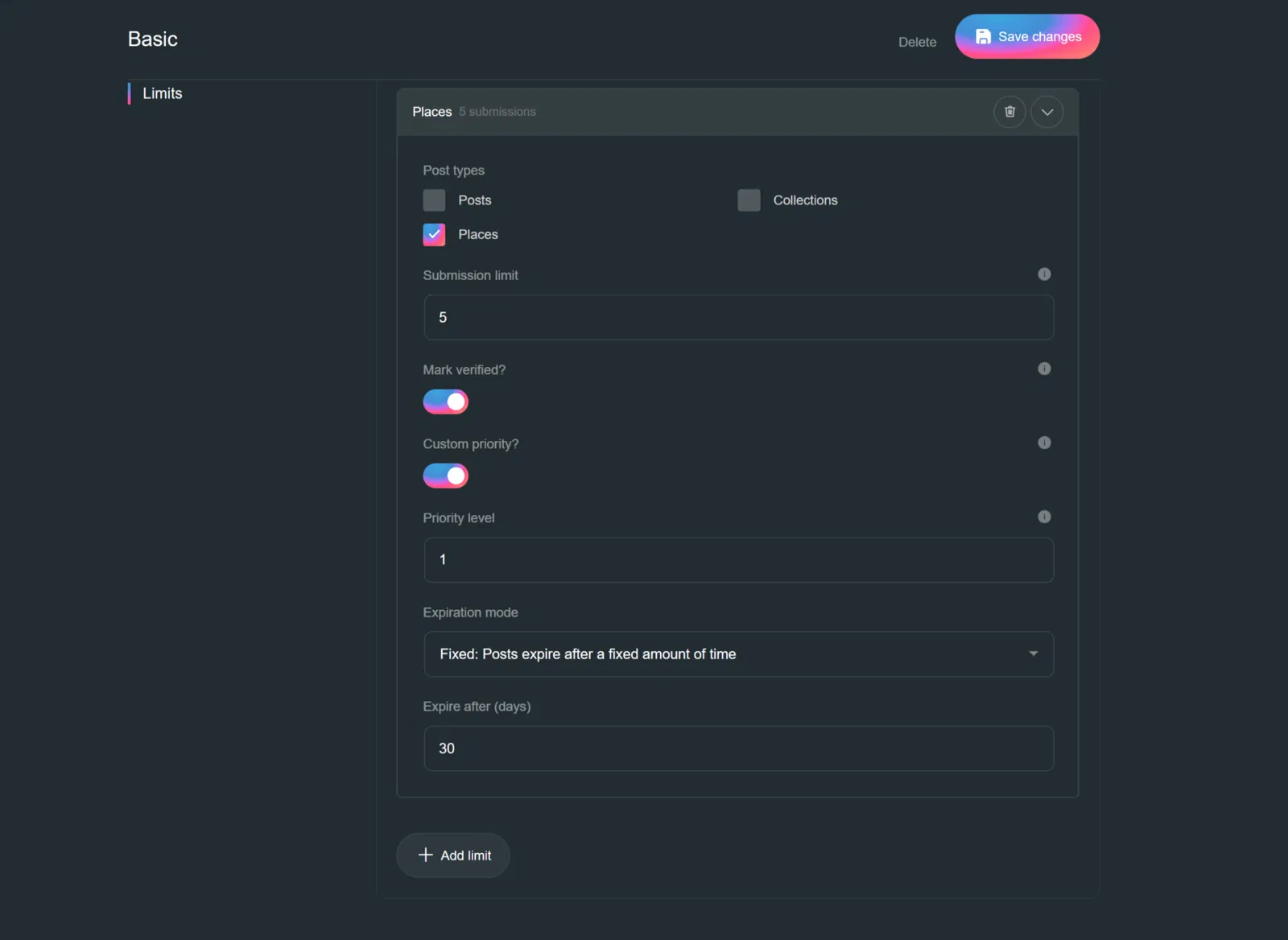 Plan Submission Limits