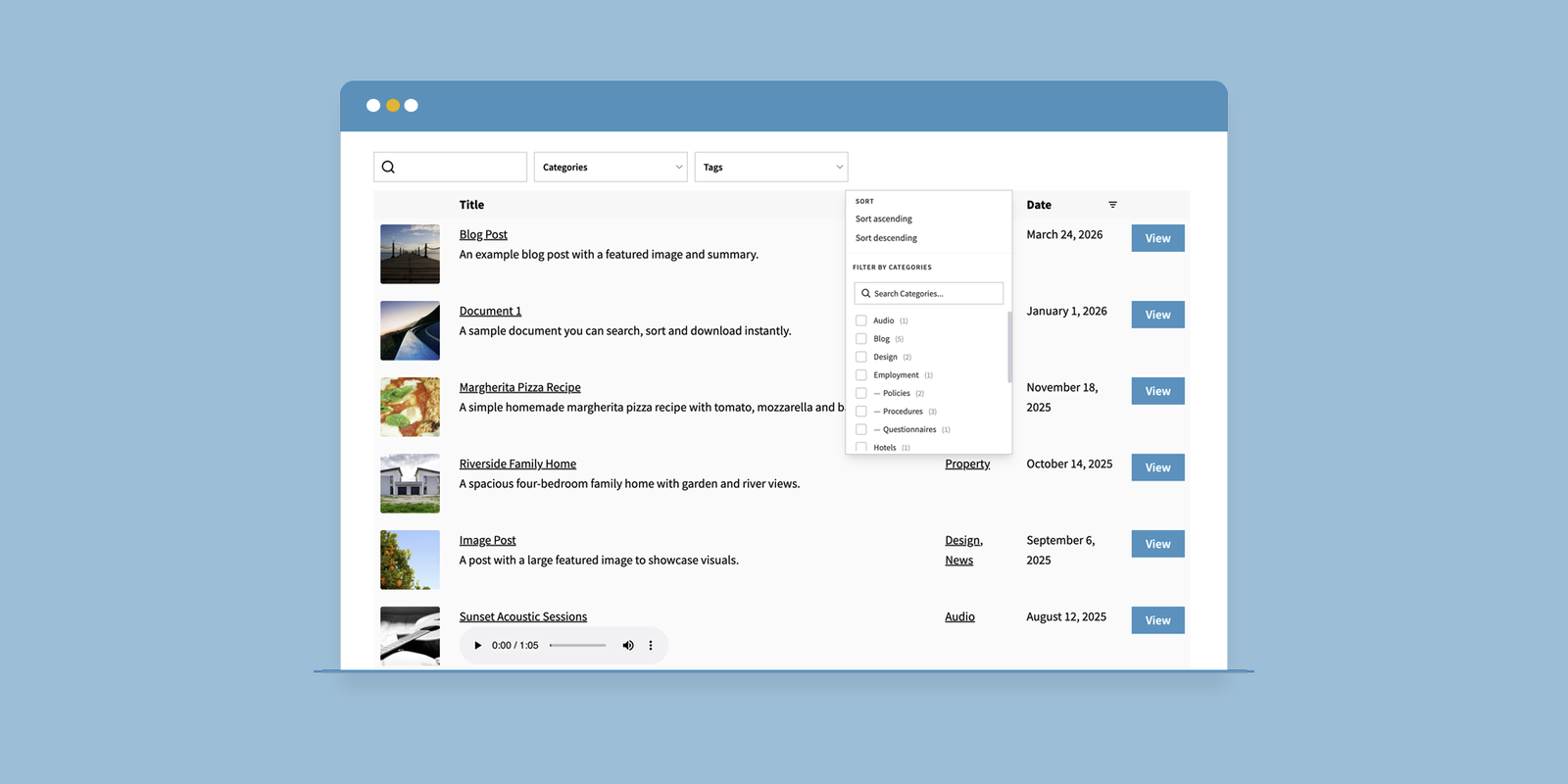 Sorting & Filtering