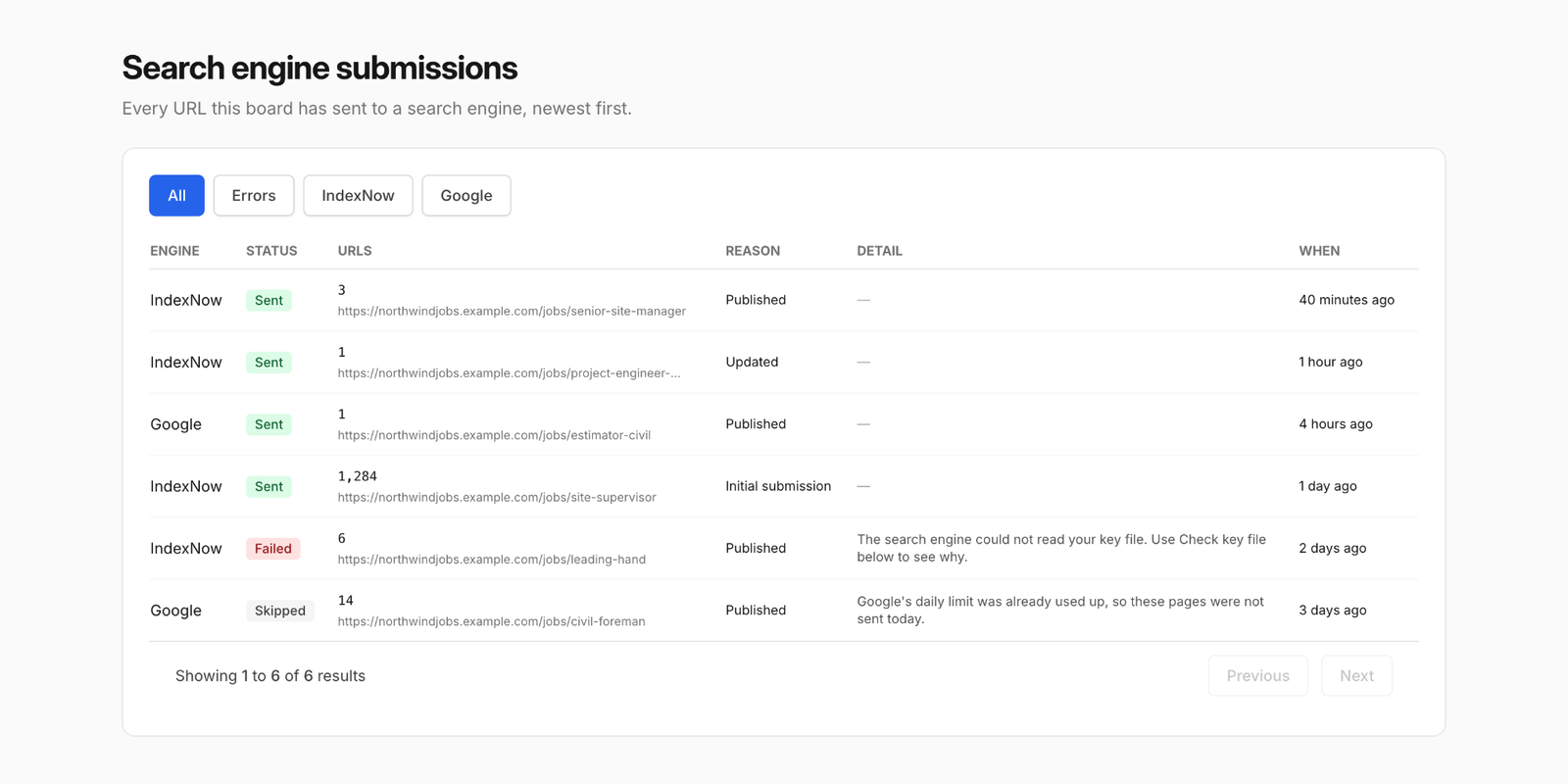 Search Engine Submissions